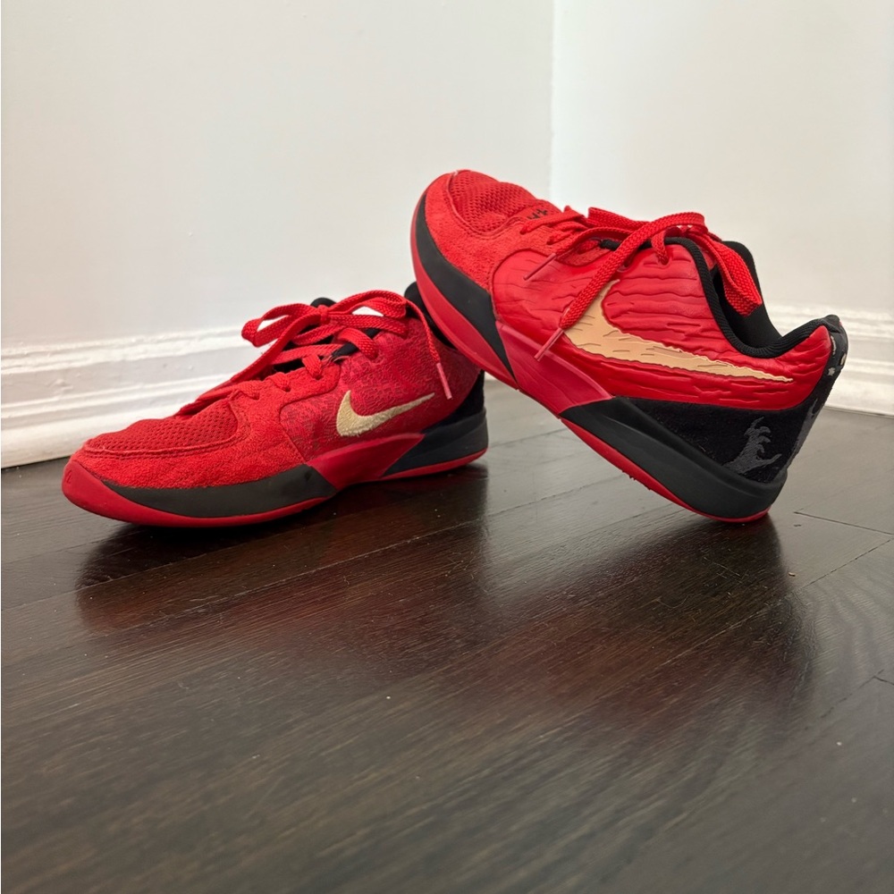 Nike Ja 2 nightmare Red and Black Sneakers with Gold Swoosh
